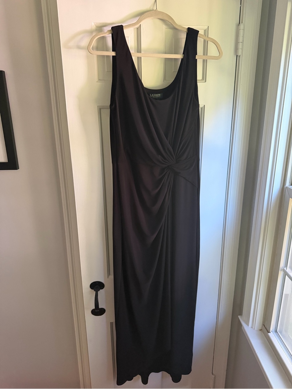 Lauren Ralph Lauren Black Sleeveless Twist-Knot Maxi Dress